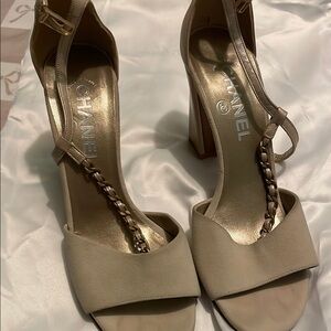 Chanel Beige Women's Heeled Sandals